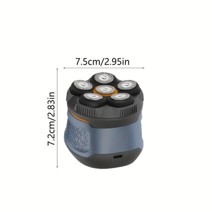Electric Shaver 6D Dual-Ring Floating Blade with IPX7, Type-C Charging, LED Display and Nose Trimmer