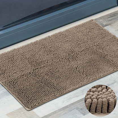 Chenille Doormat Absorbent Non-Slip Washable Indoor Outdoor Mat – Soft Shaggy Entryway Rug for Muddy Paws