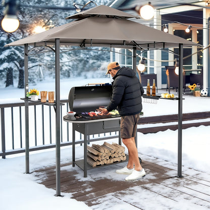 Outdoor Grill Gazebo Double-Tier BBQ Canopy for Grilling, Camping and Outdoor Meals, with the Listed Configuration