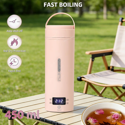 Travel Electric Kettle Mini Portable, Small Water Boiler with 4 Temperature Settings, 304 Stainless Steel