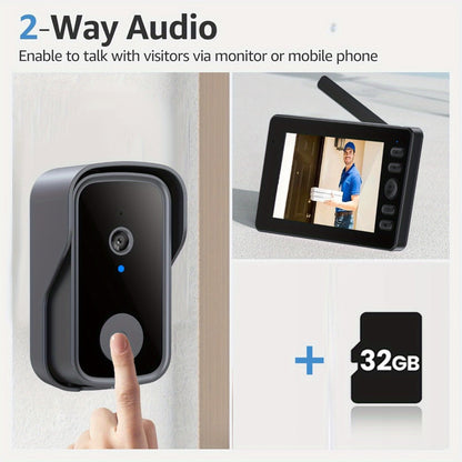 Wireless Video Doorbell Camera No WiFi No App Required 4.3-inch IPS Monitor 960P Night Vision for an Everyday Personal Care Routine