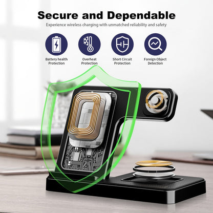 Foldable 3-in-1 Wireless Charging Station with LED Indicator & Anti-Slip Fast Charge for iPhone 17 16 15 14 13 12 11 Pro Max XR XS