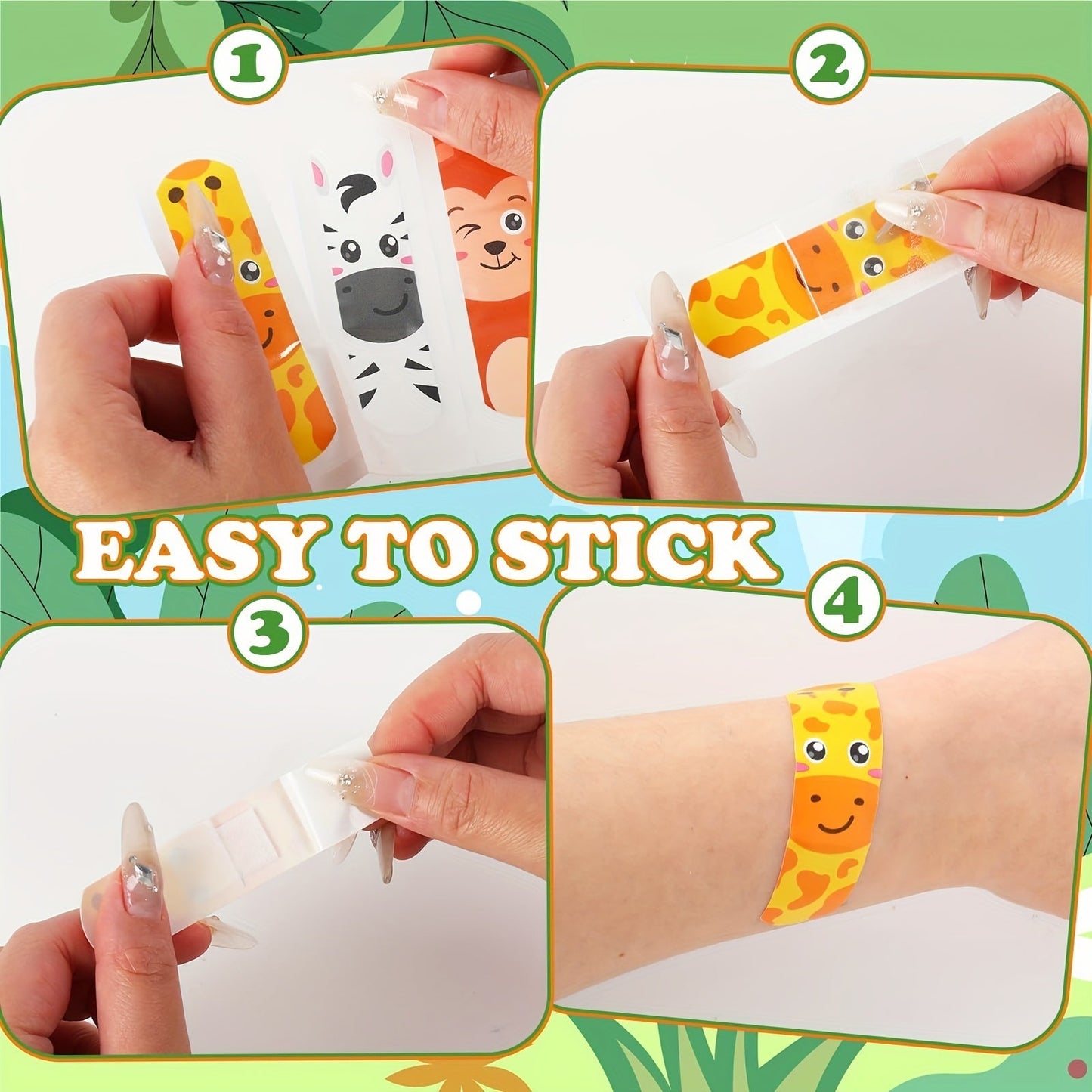 200-Piece Animal Print Adhesive Bandage Pack with 10 Colorful Designs for Family First Aid Kits
