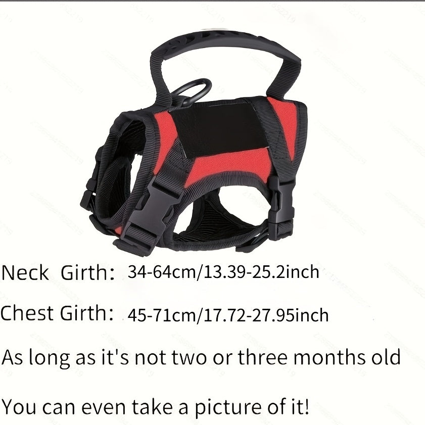 Cat Tactical Vest Harness Adjustable 600D Chest Strap for Cats & Puppies – Escape-Proof Training Vest Harness in Black Khaki Red Rose Red