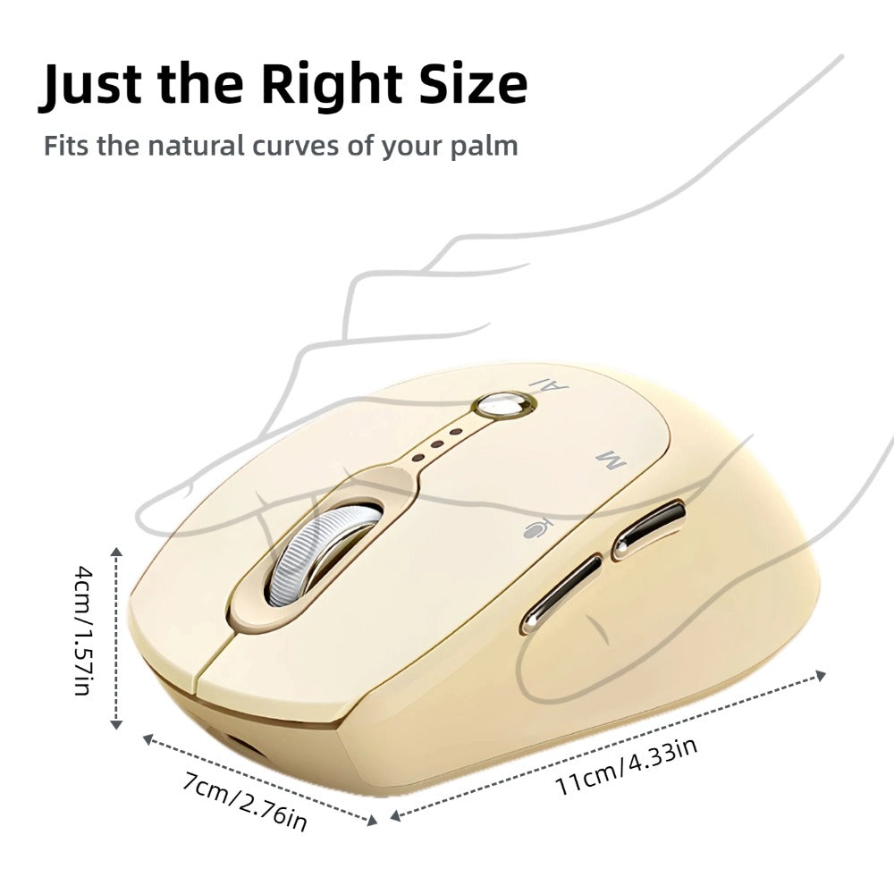 AI Smart Wireless Mouse with Voice-to-Text Real-Time Translation AI Writing PPT Creation Silent BT+2.4G Dual Mode Rechargeable Battery
