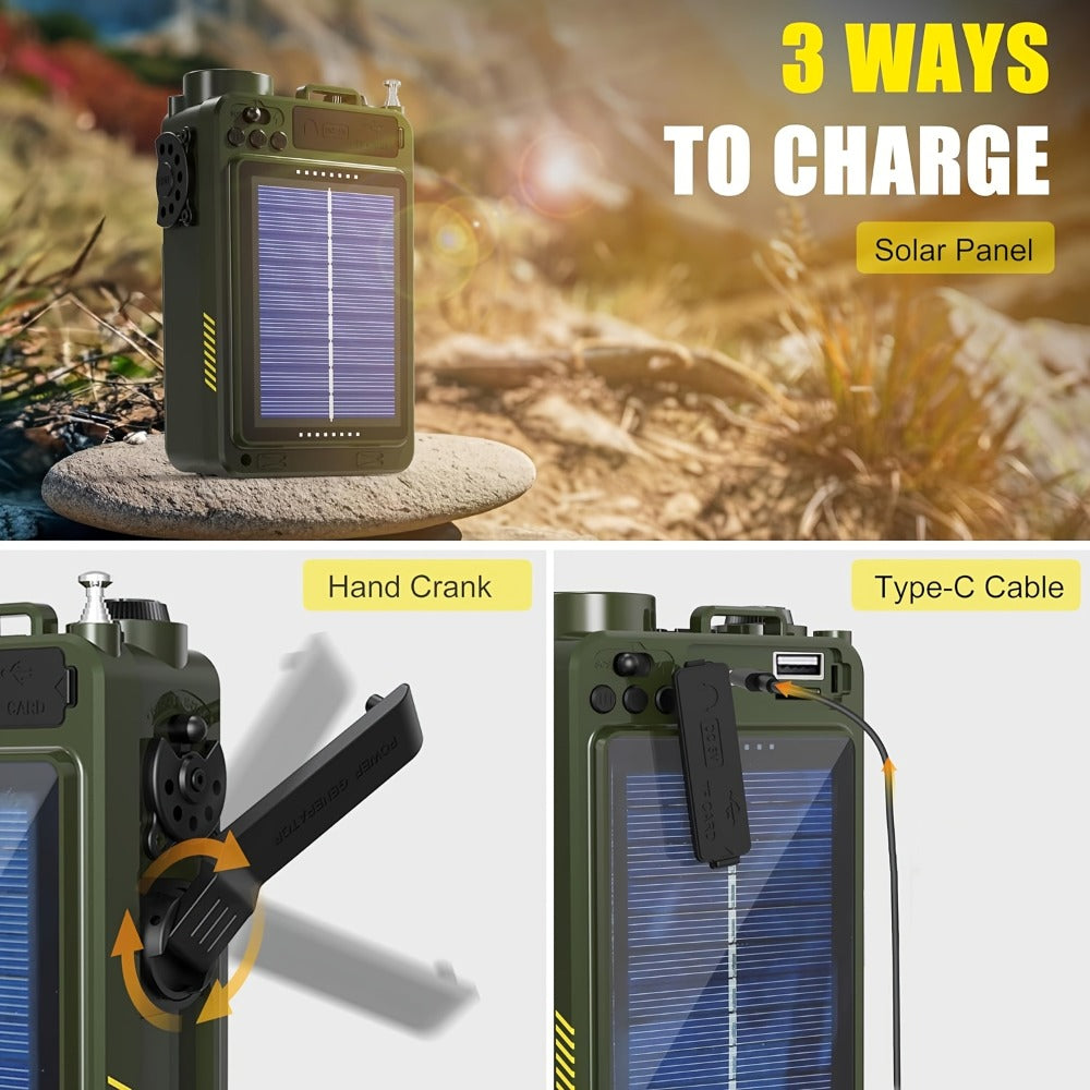 Digital Shortwave Emergency Radio 4000mAh Solar Hand Crank, AM/FM/SW/NOAA Weather Alert, 5W Speaker