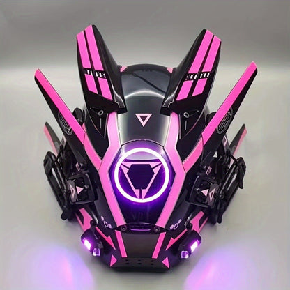 LED Mechanical Costume Mask with 10.23-Inch Height and Yellow, Green, White, Red or Blue Light Options