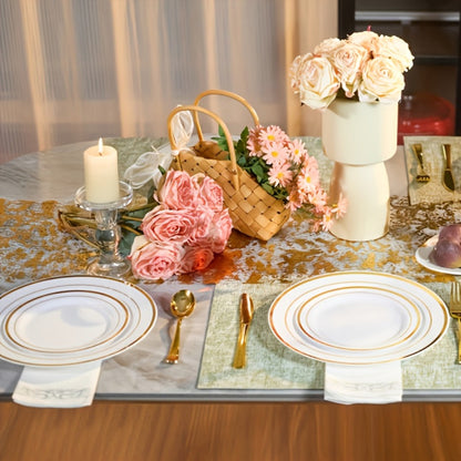 Disposable Party Dinnerware Set 350 700 Pieces Gold Silver Plastic Plates Salad Plates for Entryways, Bedrooms and Living Spaces