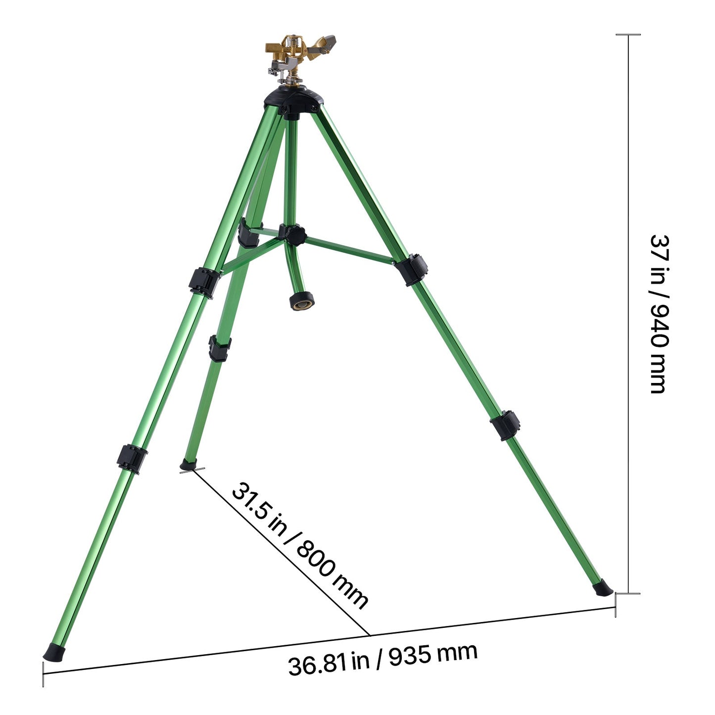 Garden Sprinkler Tripod 360° Rotating Brass Head Lawn Irrigation Adjustable Height