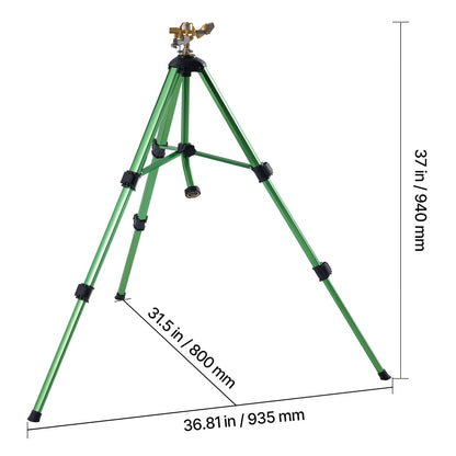 Garden Sprinkler Tripod 360° Rotating Brass Head Lawn Irrigation Adjustable Height