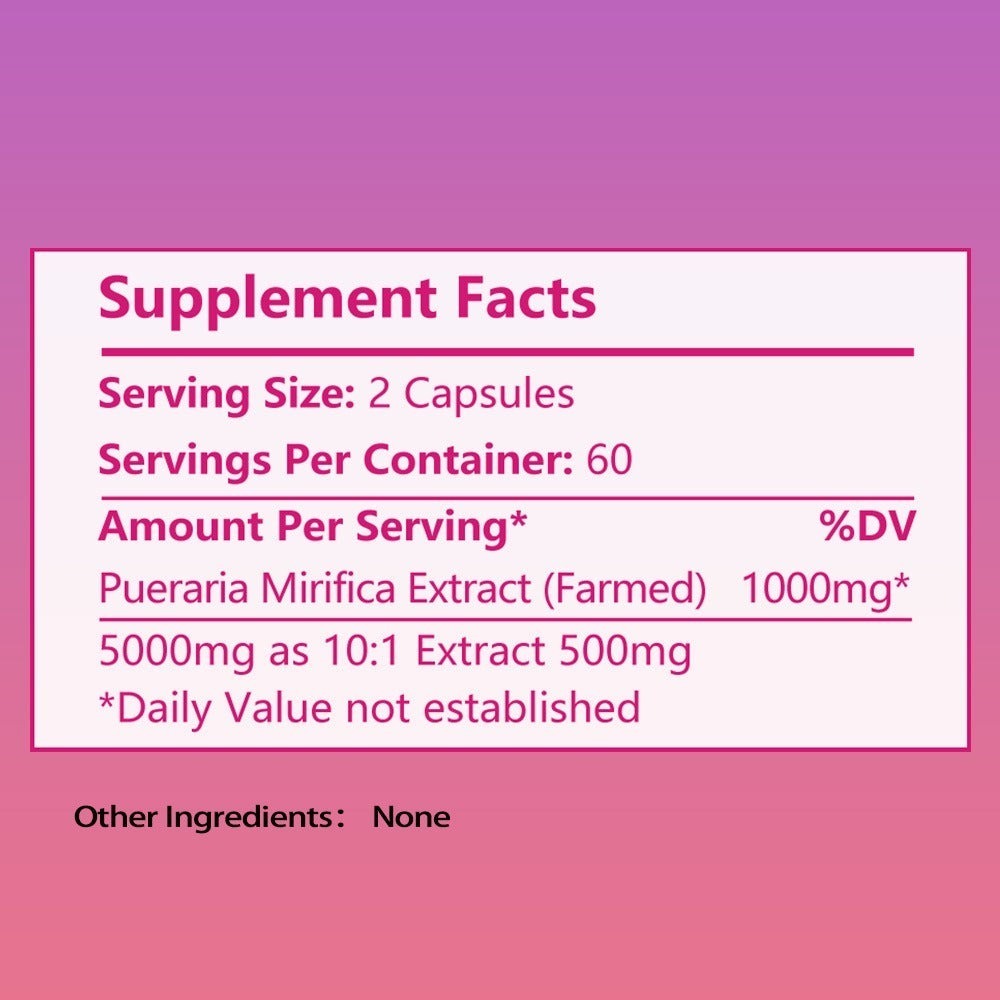 Pueraria Mirifica Breast Enhancement Capsules 120ct, Natural Phytoestrogen Formula for Women, Supports Bust Firmness