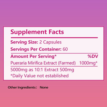 Pueraria Mirifica Breast Enhancement Capsules 120ct, Natural Phytoestrogen Formula for Women, Supports Bust Firmness