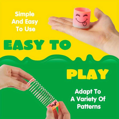 Rainbow Mini Spring Coil Party Favors 60pcs Bulk, Fidget Stress Toys for Kids, Goodie Bag Stuffers