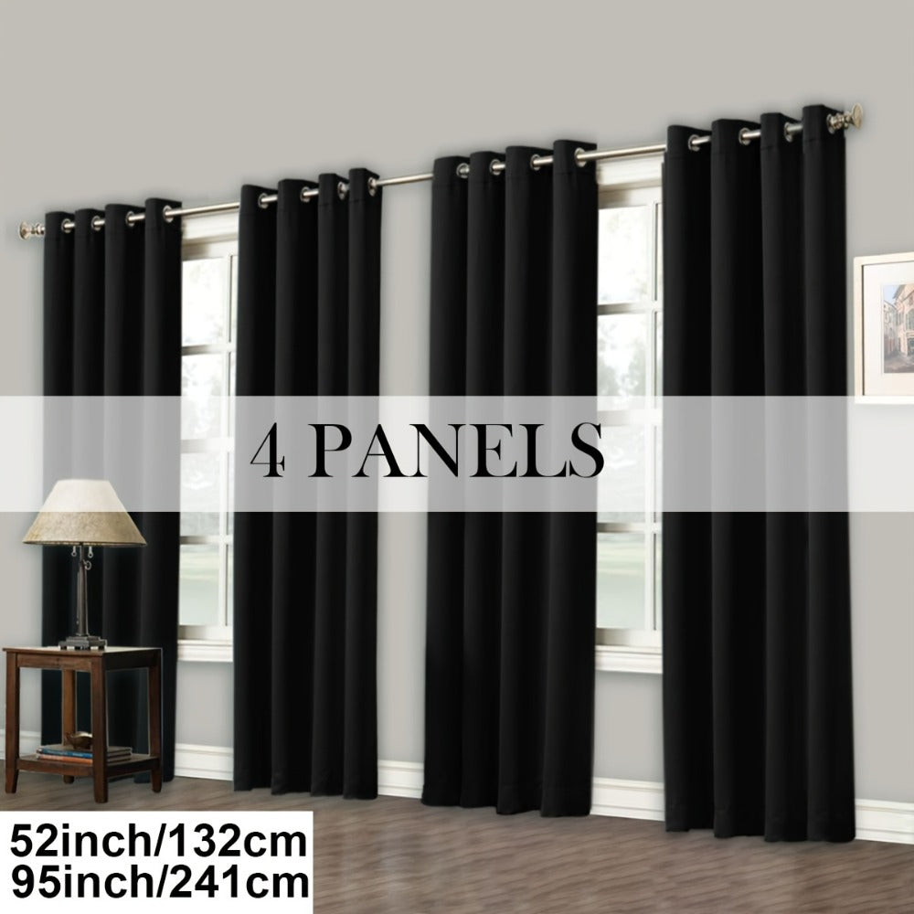 Grommet-Top Blackout Curtain Options in Nine Colors with Seven Width, Length or Panel-Count Labels