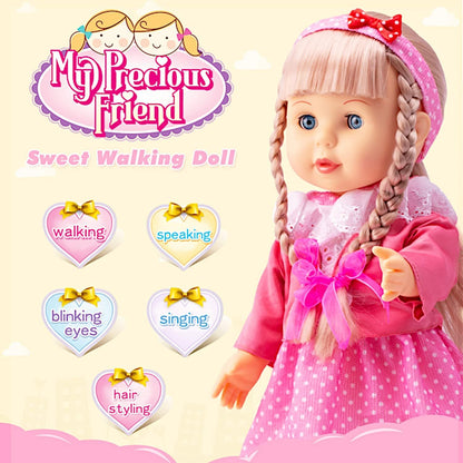 Walking Talking Doll Sonic Control 12 Inch Blonde Princess, Clap Activated Sings Walks Talks, Blinking Blue Eyes