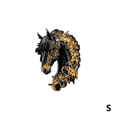 Ornate Horse Silhouette Wooden Jigsaw Puzzle with Gold-Tone Scrollwork in Three Size Options for Display