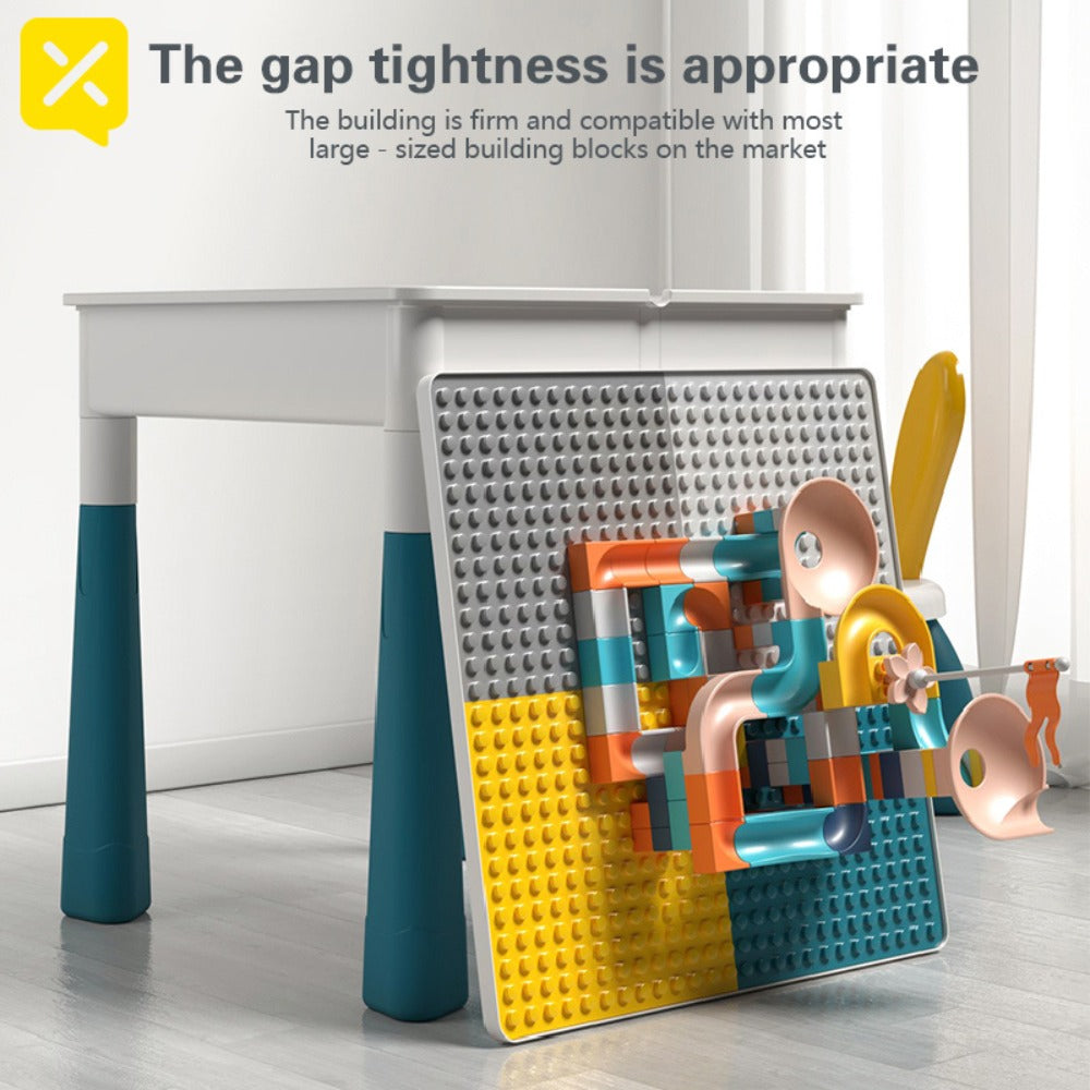 Kids Activity Table Building Blocks LEGO Compatible Play Table for Toddlers, Durable ABS Plastic Space-Saving Corner Design