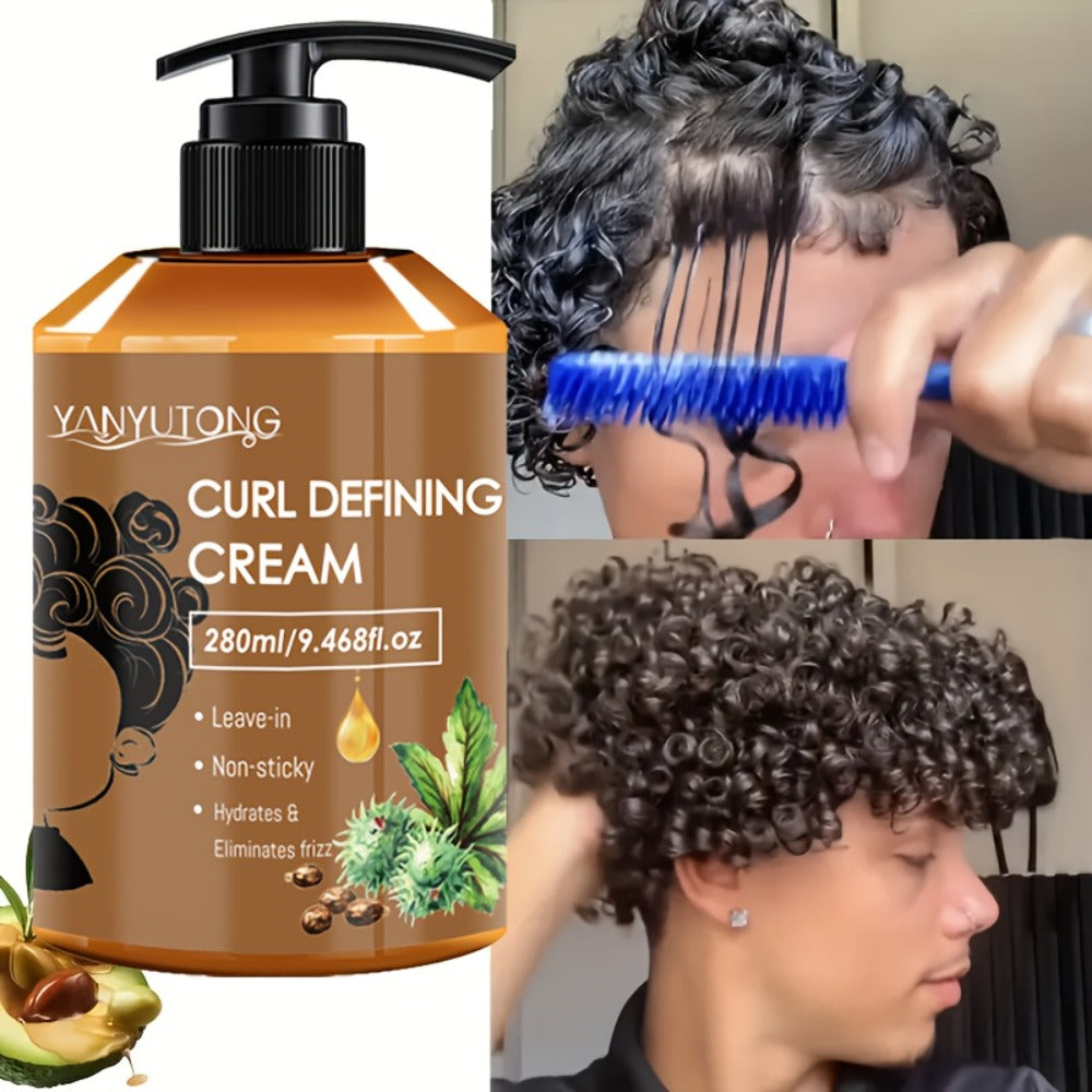 Curl Setting Cream with Castor Oil 280ml – Moisturizing Long-Lasting Curl Definition & Frizz Control, Non-Greasy Lightweight Formula