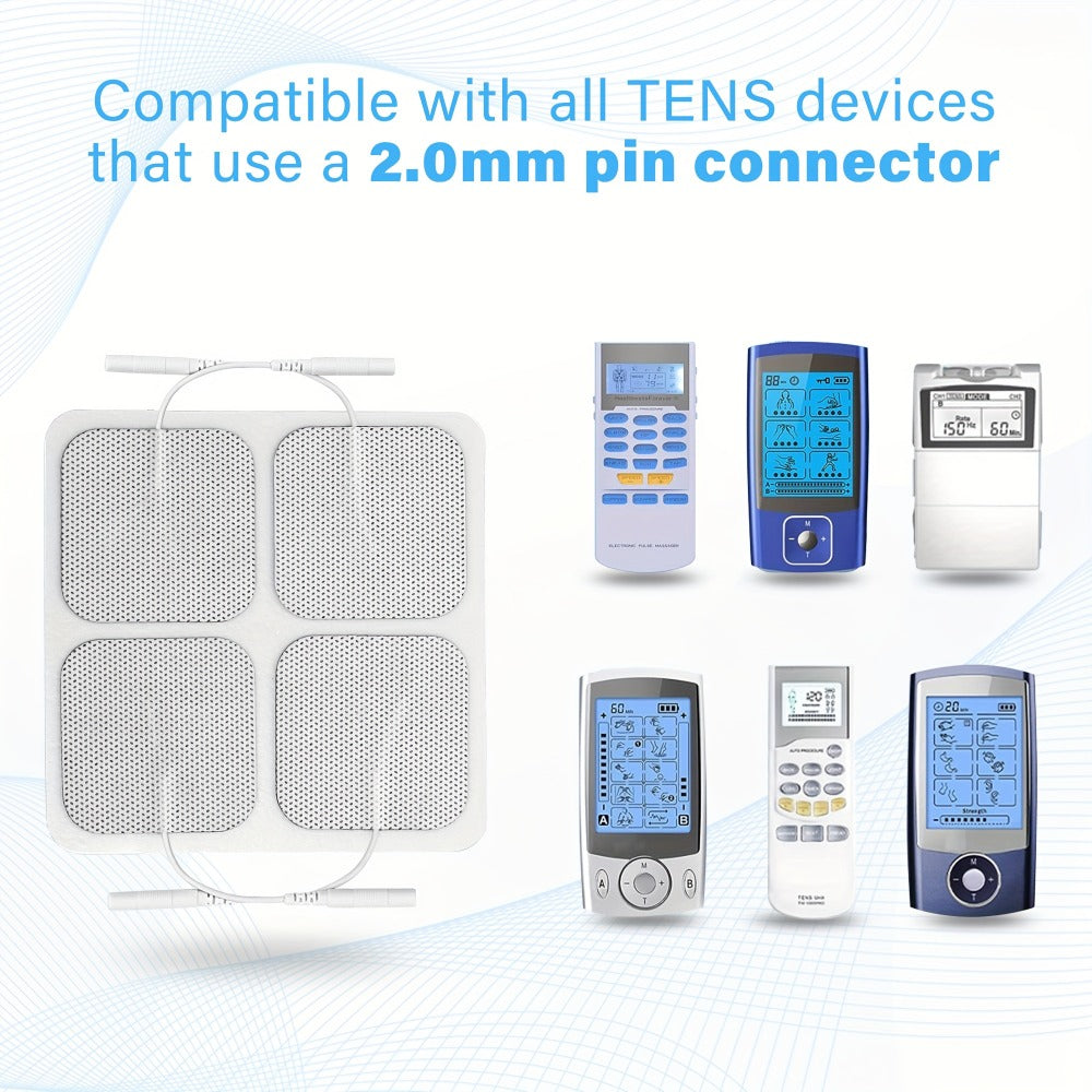 TENS EMS Electrode Pads 40-Pack, 2x2 Inch Reusable Self-Adhesive Replacement Electrode Patches with 2.0mm Pin Connector