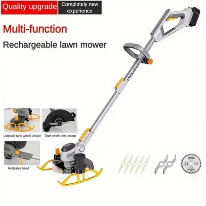 Electric Lawn Mower Cordless 110-240V Lithium-Ion Battery 4A Power with LCD Display Adjustable Cutting for Garden, Patio and Yard Use