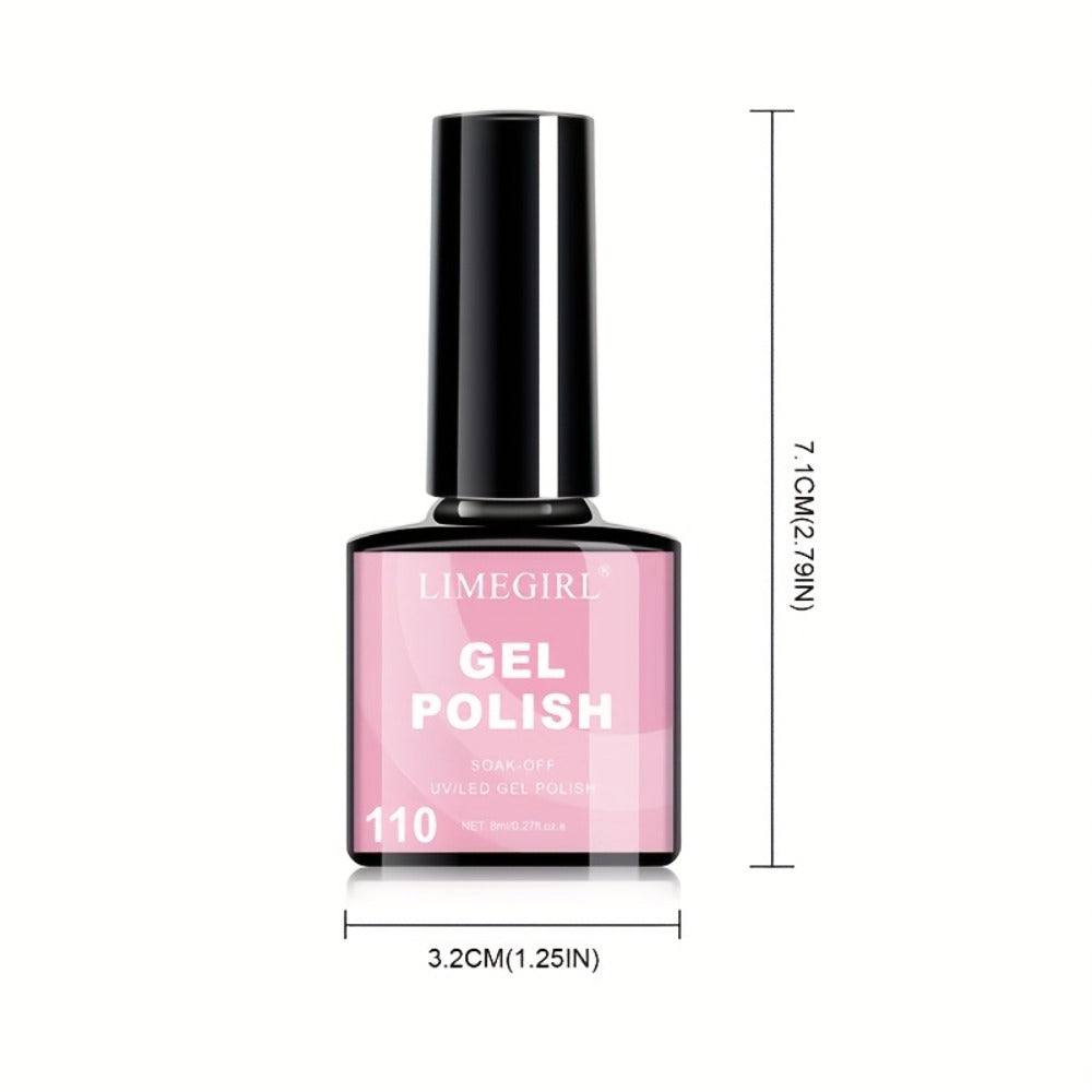 Gel Nail Polish Set with LIMEGIRL Label, 6 Fall Winter Glitter and Solid Colors, Two Palettes