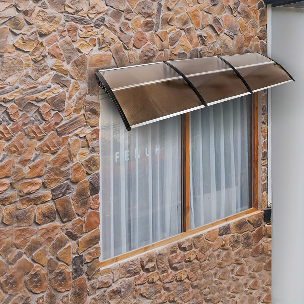Door Window Awning Canopy 120x38 Inch Polycarbonate Rain Sun UV Snow Shield with Aluminum for Entryways, Bedrooms and Living Spaces
