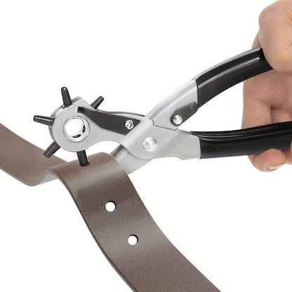 Leather Hole Punch for Belt – Heavy Duty 6-Hole Rotary Belt Puncher Kit for Saddles Shoes Fabric DIY Craft Projects Upgraded Round Hole