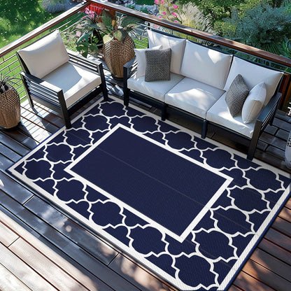 Outdoor Reversible Plastic Straw Rug for Patio Deck RV Camping – Waterproof UV-Resistant Lightweight Mat, Multiple Sizes & Colors