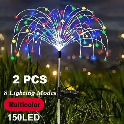 Solar Garden Lights Firework Stakes with 60-420 LEDs, 8 Modes, Flexible Copper Wire and Color Options