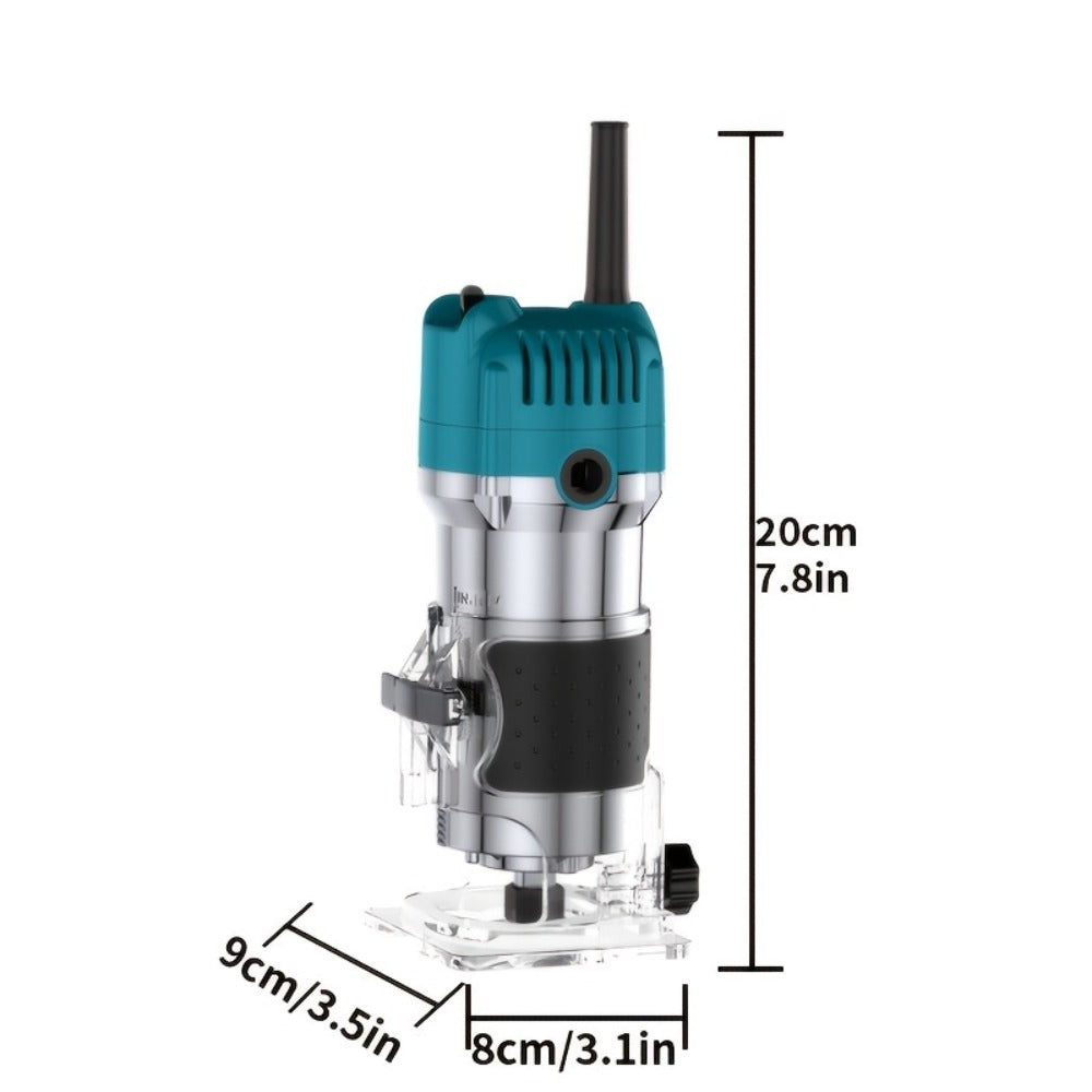 Wood Router Carving Machine Electric Trimmer, Wood Slotting, Drilling & Engraving Tool with Optional 15pc Milling Cutter Set