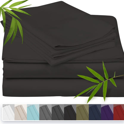 Bamboo Cooling Bed Sheet Set 3 Piece 100% Bamboo Fiber Fitted Sheet with Pillowcases – Deep Pocket Breathable Cool Sheets for Hot Sleepers
