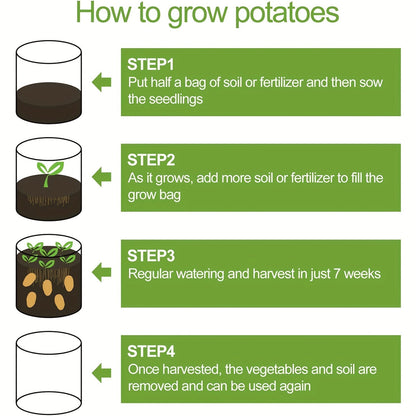 Grow Bags | Fabric Planting Bags with Lid Handle Potato Tomato Veggie
