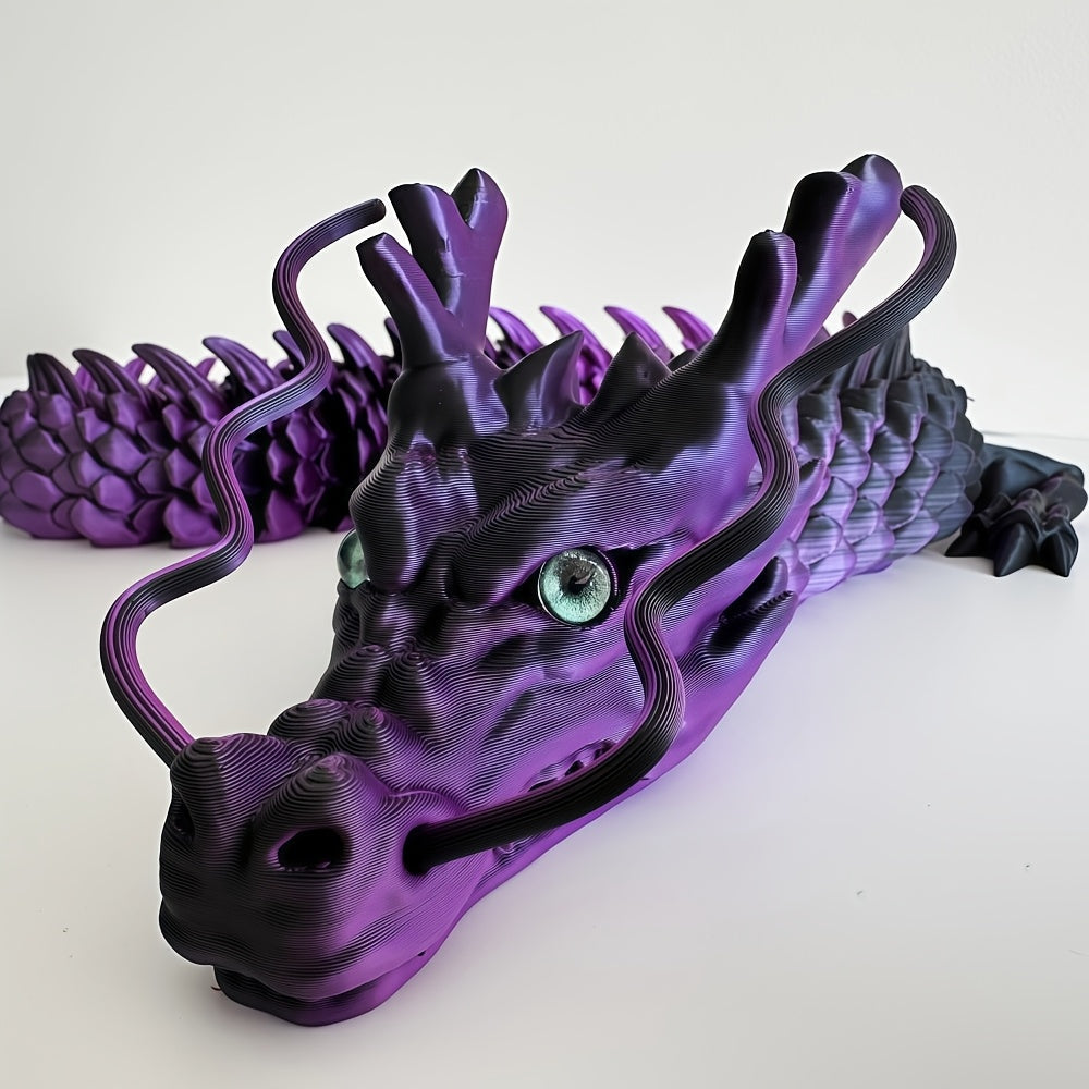3D Printed Dragon 35.4 Inch with Flexible Joints – Articulated Poseable Dragon Figurine for Car Dashboard, Home Decor & Desk Display