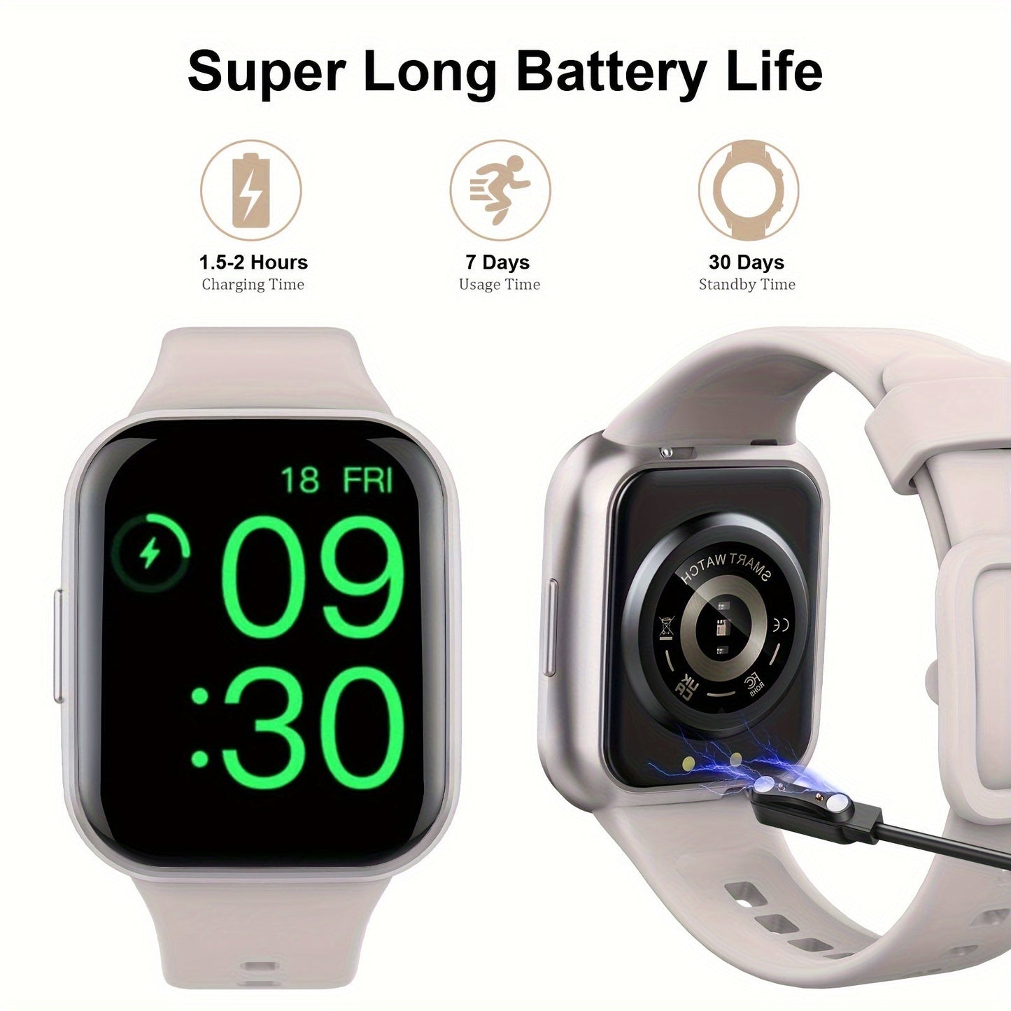 Smartwatch 1.69" HD Screen, 25 Sports Modes, IP68, Color Options & Everyday Wear Design with Activity Tools, Alerts and Color or Strap