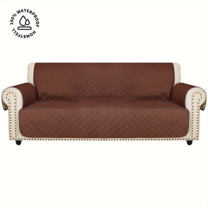 Sofa Cover Quilted Microfiber Three-Seat Panel Set with Two Foam Tubes, Straps and Side Pocket