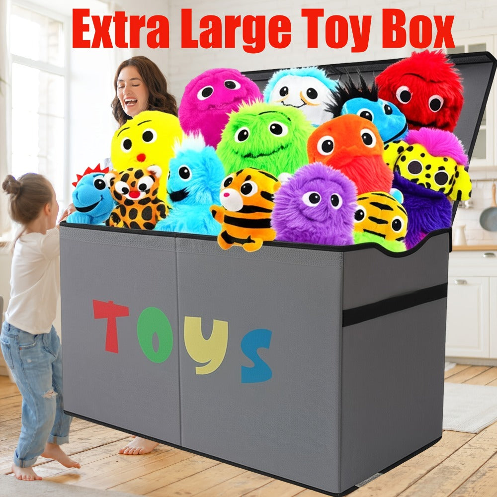 Extra Large Collapsible Kids Storage Chest with Lid, 31.7 Gal Toy Box Organizer Bins for Boys Girls Bedroom Nursery Living Room