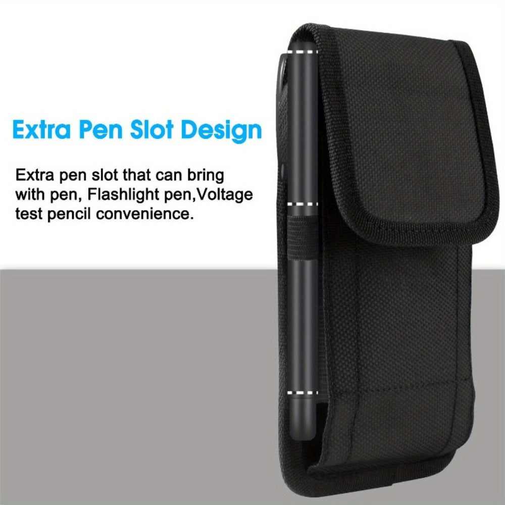 Belt Clip Phone Holster Pouch Universal 5.5-6.5 Inch Nylon Vertical Cell Phone Case Keychain Loop for an Everyday Personal Care Routine