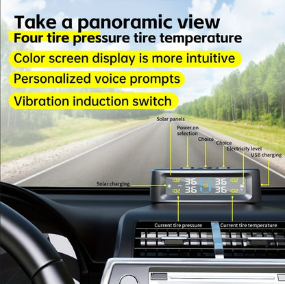 TPMS Tire Pressure Monitoring System – Wireless Solar & USB Powered, External Sensors, Universal Fit for 36V & Below Vehicles, Model T12