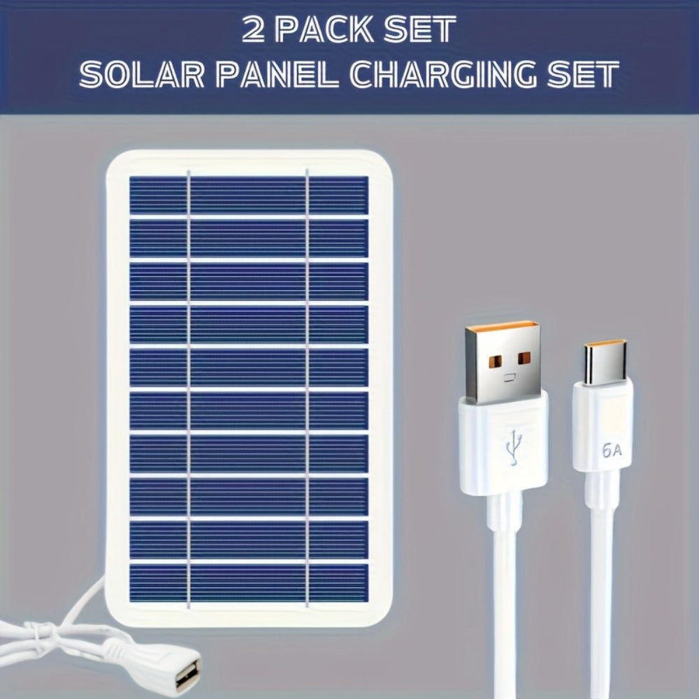 Solar Panel Phone Charger USB – Flexible Photovoltaic Outdoor Charging Panel with USB Cable, Portable Solar Power Generator for Camping, RV