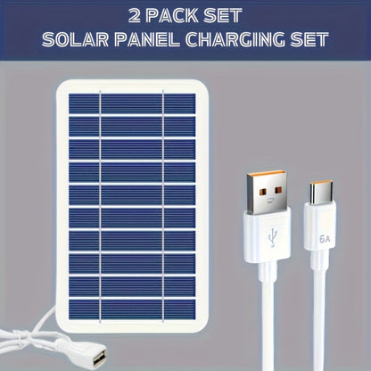 Solar Panel Phone Charger USB – Flexible Photovoltaic Outdoor Charging Panel with USB Cable, Portable Solar Power Generator for Camping, RV