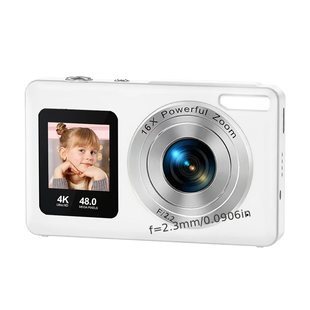 4K Dual Screen Digital Camera 18X Zoom Vlogging Camera with Anti-Shake 64GB Card & 2 Batteries