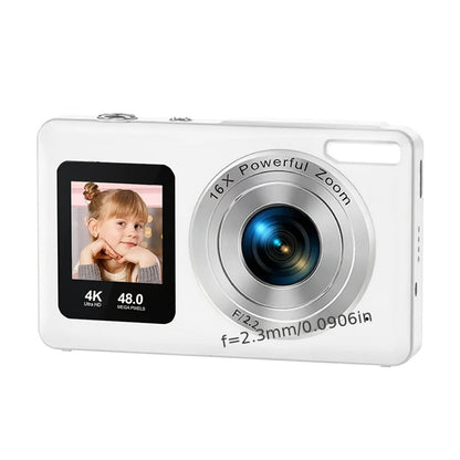 4K Dual Screen Digital Camera 18X Zoom Vlogging Camera with Anti-Shake 64GB Card & 2 Batteries