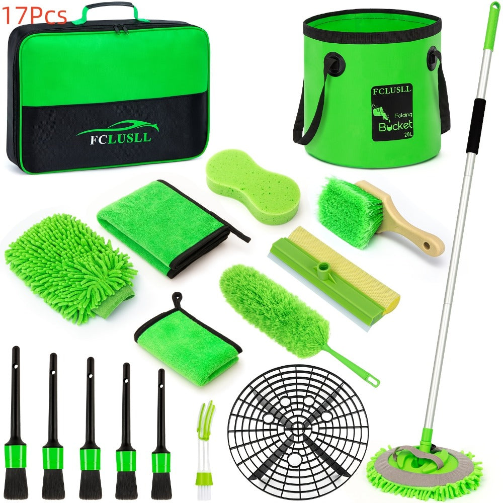 Car Cleaning Kit with Portable Vacuum Cleaner – 17/24/29/32/35pcs Interior Detailing Set with Windshield Cleaner