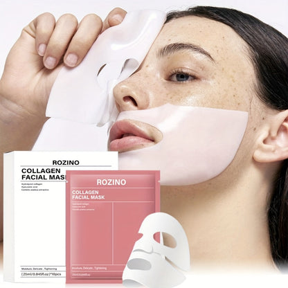 Bio-Collagen Hydrogel Sheet Mask Set 10 Pcs, Korean Beauty Face Mask with Aloe Vera, Intense Hydration