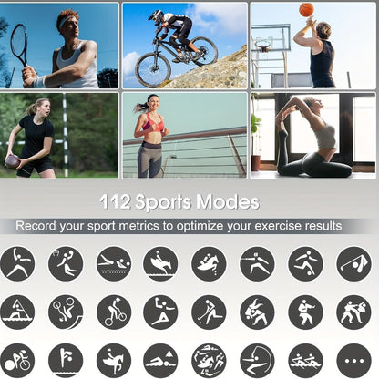 Smartwatch Large Screen with Bluetooth Calling, Unisex Bluetooth, Message Reminder, Multiple Sport Modes, Heart Rate and Sleep Readouts