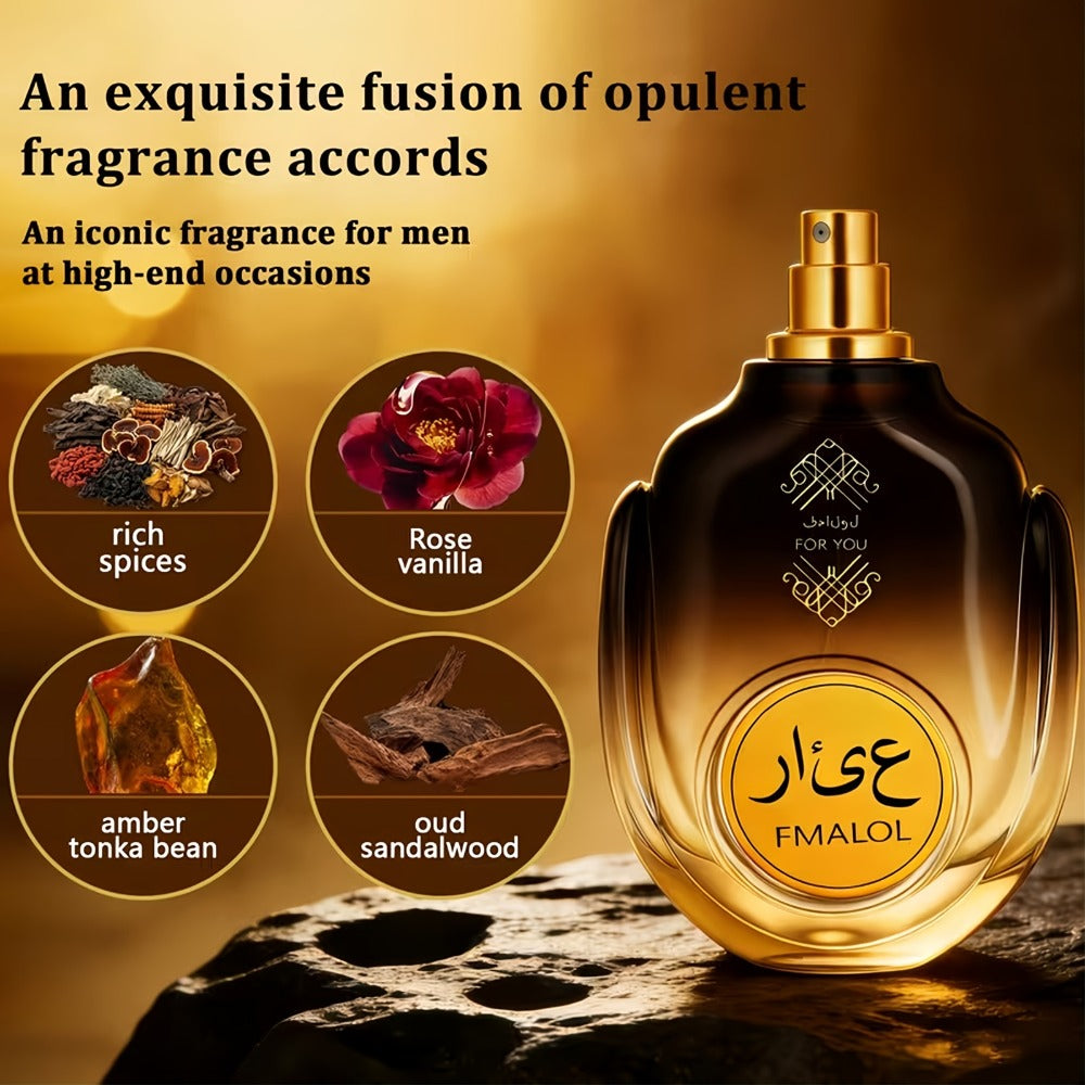 Agarwood Oud Arabic Perfume for Men 3.4 oz Luxury Woody Oriental Cologne - Dubai Middle East for Bath Time, Home Spa and Personal Care