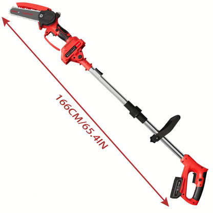 6-Inch Foldable Cordless Pole Saw with Two Chains, Red or Yellow Dual-Battery Packs and Black Option