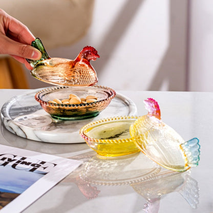 Chicken Shaped Glass Storage Jar with Lid Decorative Pearl Hen Candy Jar Reusable Desktop for Home Cooking, Dining and Outdoor Meals