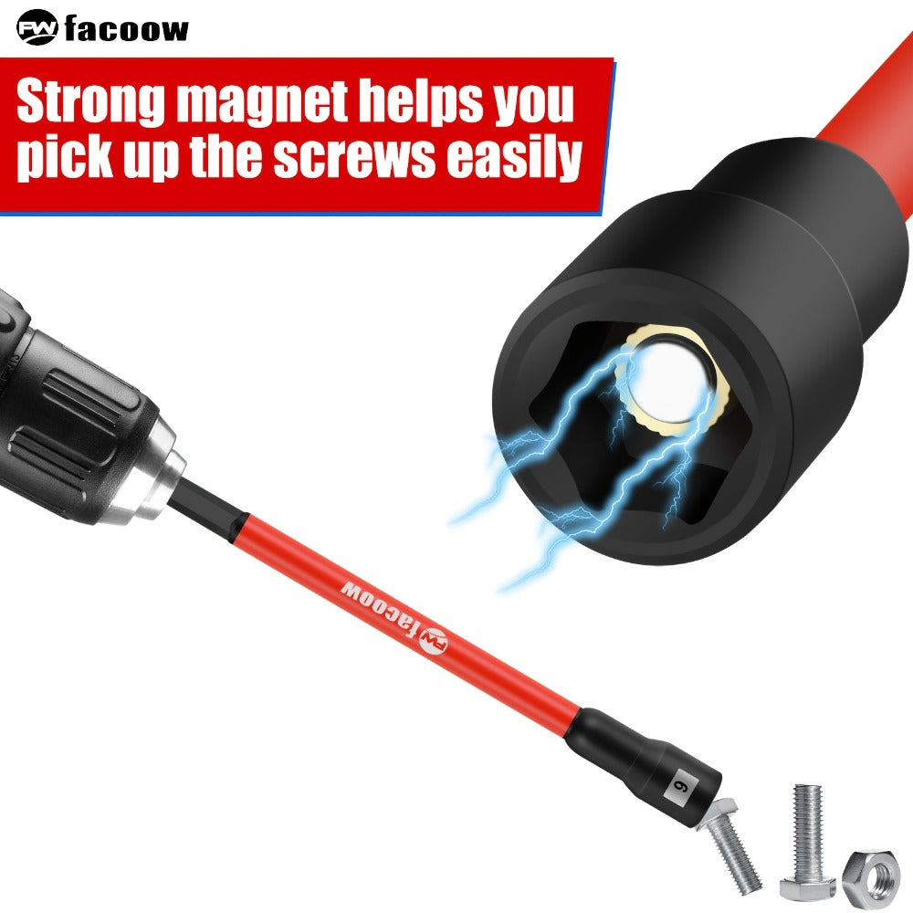Magnetic Nut Driver Set 19PCS – SAE & Metric | 1/4" Hex Shank 6" Long | PH1 & PH2 for Impact Drills | Magnetic Socket Set with Sturdy Tool