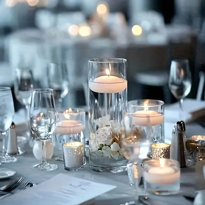 24-Piece White Floating Candle Set with 3-Inch Checkout Label and Pictured 3.05 cm Candle Height